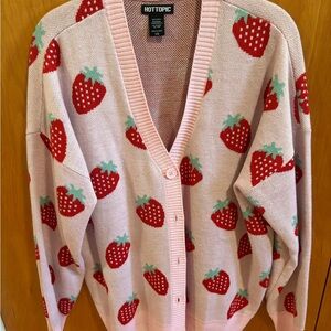 Hot Topic Pink Strawberry Cardigan